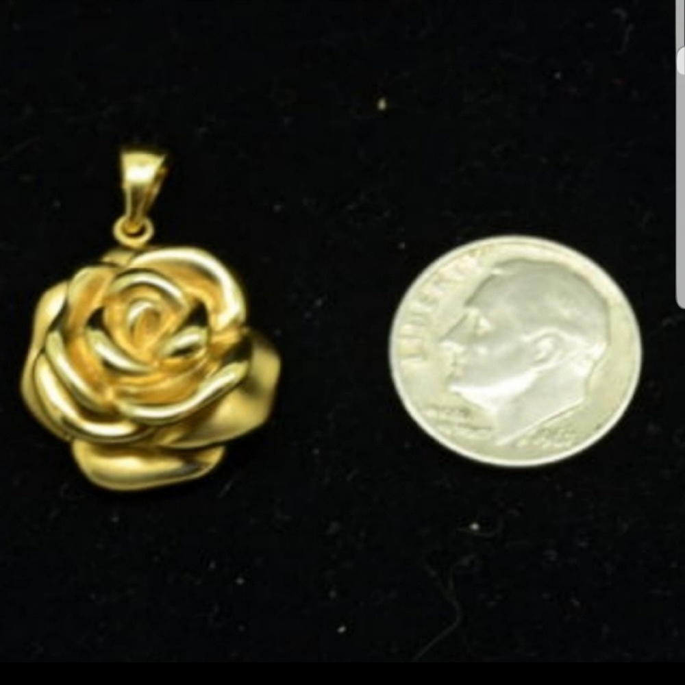 14k Rose Flower Yellow Gold Pendant